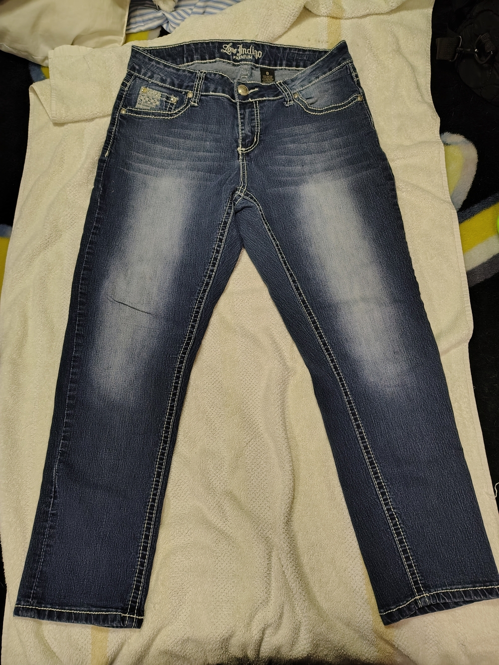 Love Indigo Women's Faded Blue Skinny Jeans